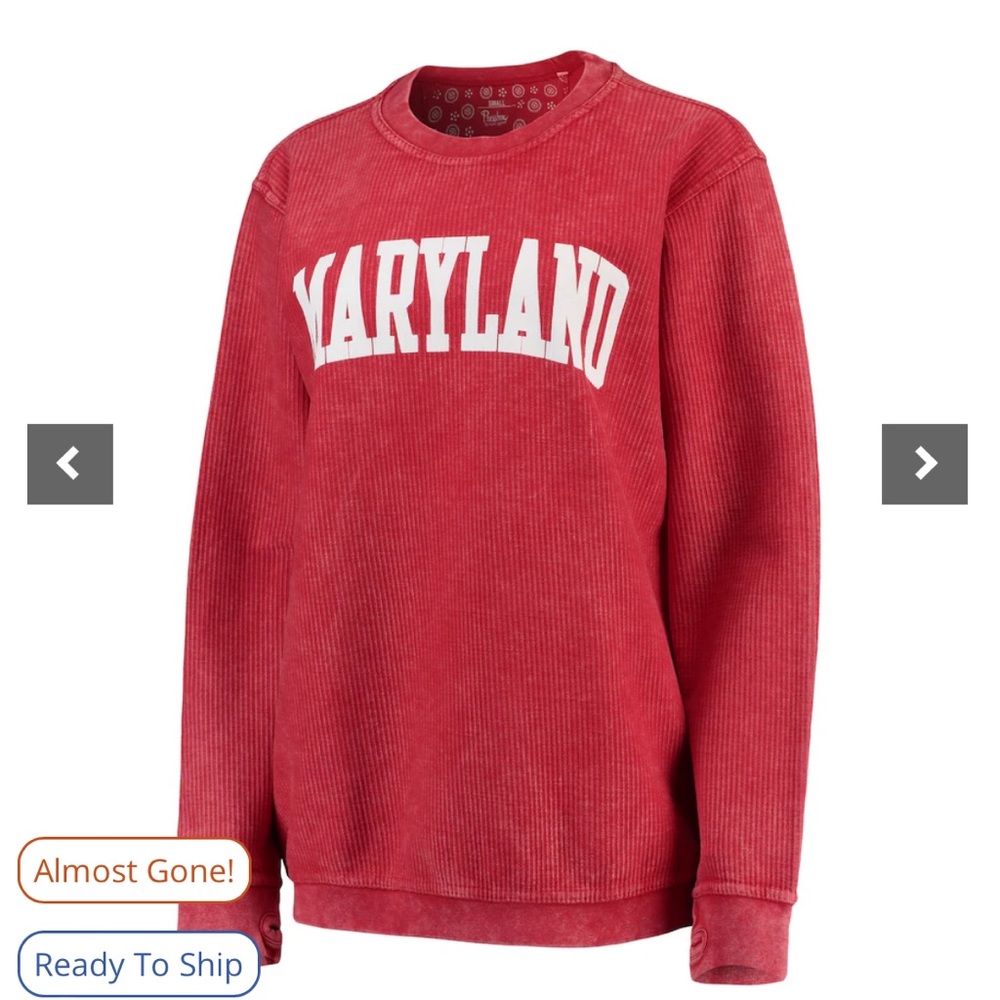 Women's Pressbox Red Maryland Comfy Vintage Wash Arch Oversized Pullover Sweater